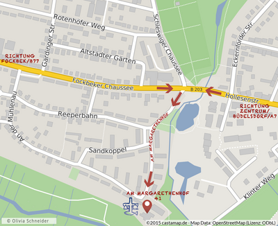 Eine Karte, die den Weg zum Zentrum für Kirchliche Dienste zeigt